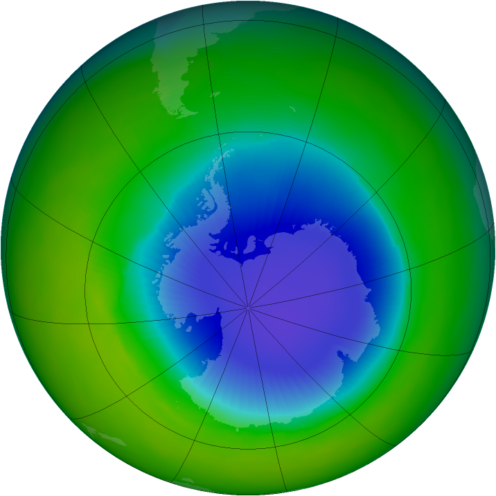 Antarctic ozone map for October 1985